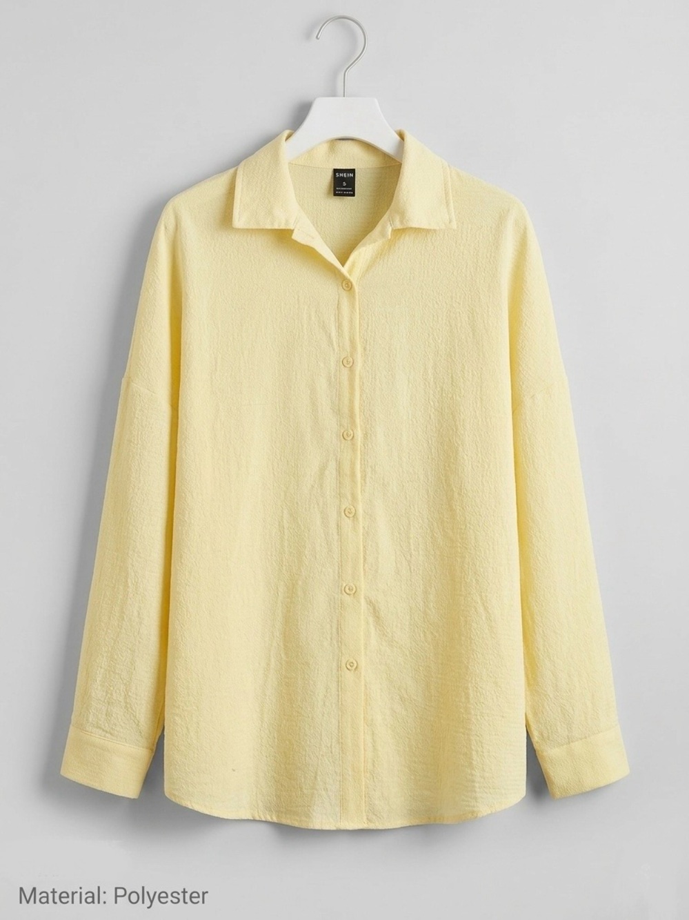 SHEIN Pale Yellow Men's Lightweight Button-Up Shirt Jacket